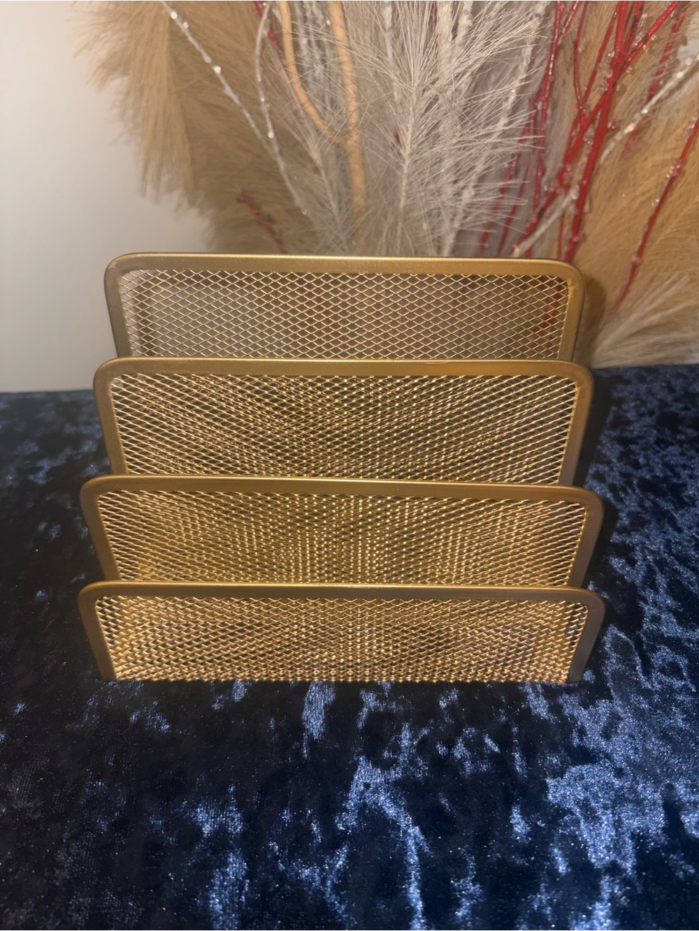 Gold Mesh Letter Organizer - 4-Tier Home Office Sorter